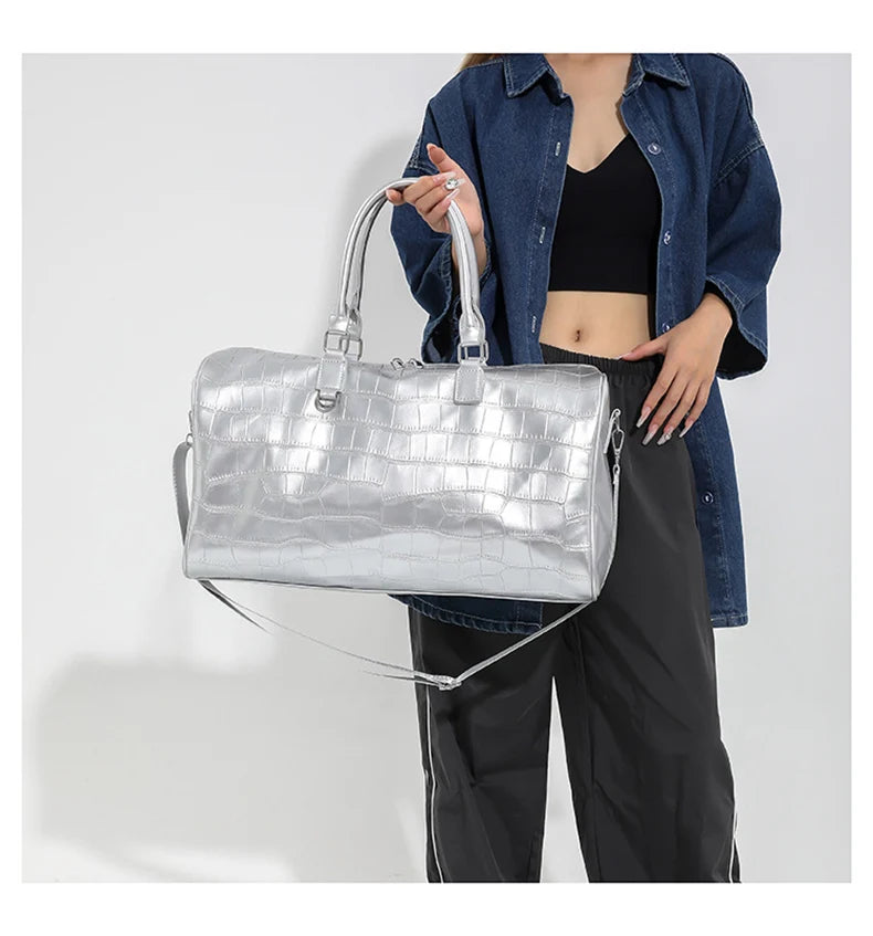 Pu multifunctional women's fitness shoulder bag with adjustable strap - product image