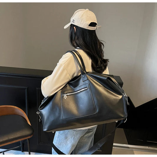 Pu sports duffel bag with wet dry separation and detachable shoulder strap - product image
