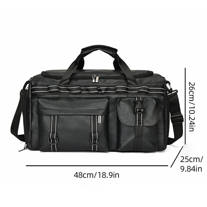 Pu sports duffel bag with wet dry separation and removable shoulder strap - product image