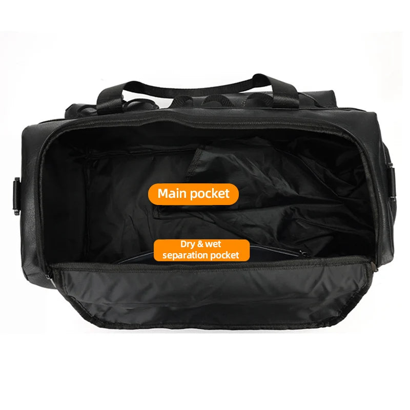 Pu sports duffel bag with wet dry separation and removable shoulder strap - product image