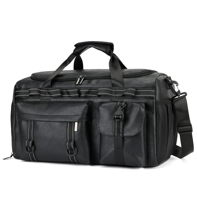 Pu sports duffel bag with wet dry separation and removable shoulder strap - product image