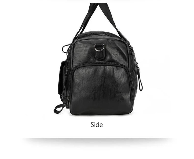 Pu waterproof gym bag with soft handle and shoe compartment - product image