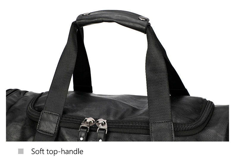 Pu waterproof gym bag with soft handle and shoe compartment - product image