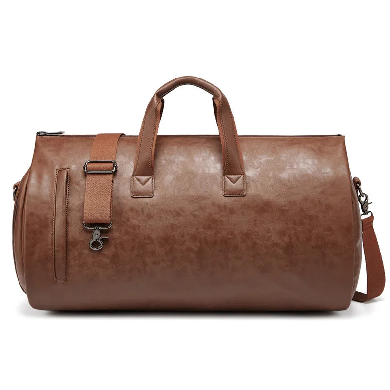 Pu waterproof large capacity sports handbag with shoe and suit compartments - product image