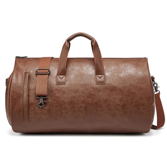 Pu waterproof large capacity sports handbag with shoe and suit compartments - product image