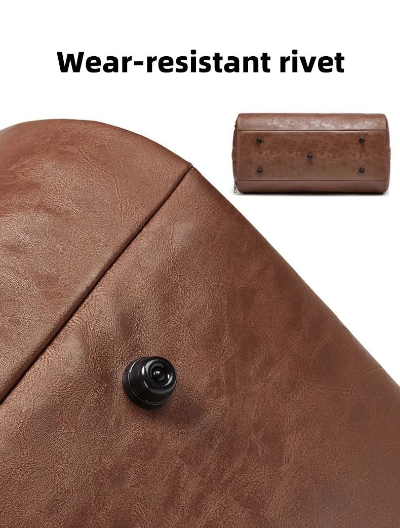 Pu waterproof large capacity sports handbag with shoe and suit compartments - product image