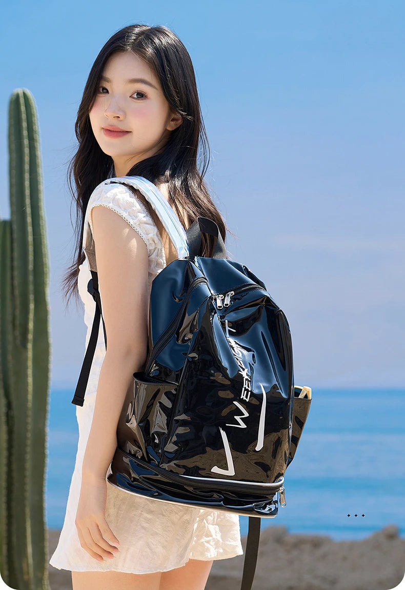 Pvc sport fitness backpack dry wet separation large capacity multi-pocket design - product image
