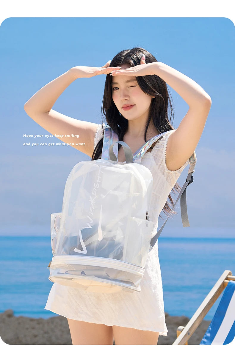 Pvc sport fitness backpack dry wet separation large capacity multi-pocket design - product image