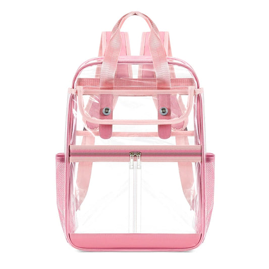 Pvc transparent clear backpack waterproof multi-pocket outdoor travel rucksack - product image
