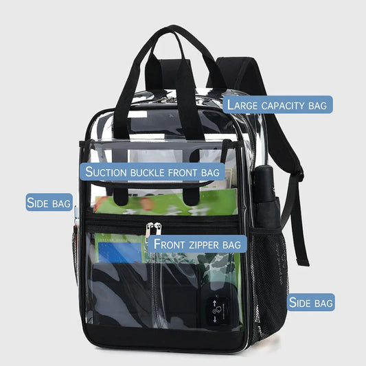 Pvc transparent clear backpack waterproof multi-pocket outdoor travel rucksack - product image