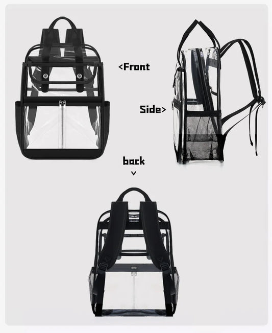 Pvc transparent clear backpack waterproof multi-pocket outdoor travel rucksack - product image