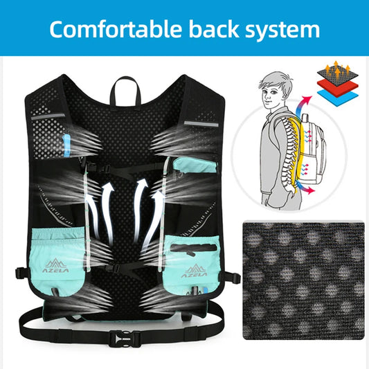 Running hydrating backpack with quick drink system and reflective strips nylon - product image