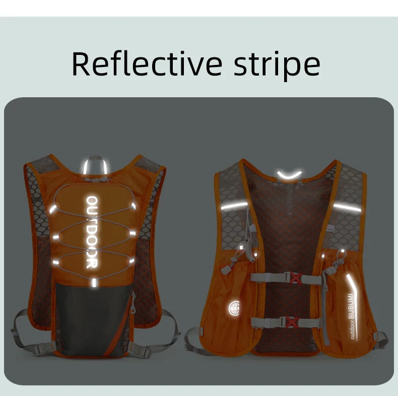 Running hydrating vest backpack with water bladder and reflective strips nylon - product image