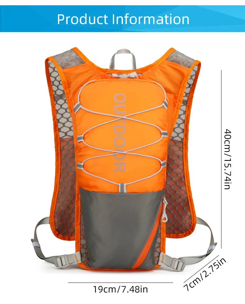 Running hydrating vest backpack with water bladder and reflective strips nylon - product image
