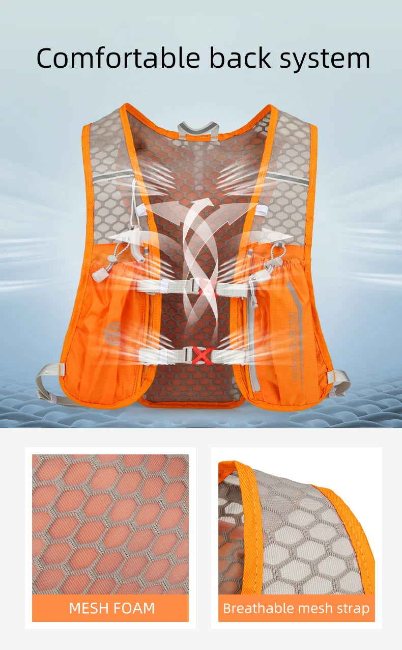 Running hydrating vest backpack with water bladder and reflective strips nylon - product image