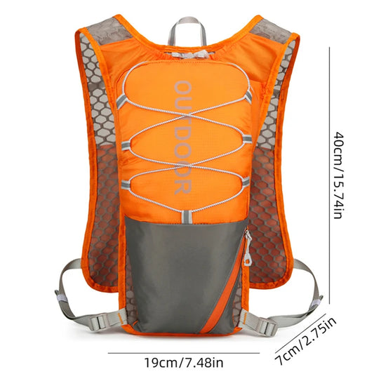 Running hydrating vest backpack with water bladder and reflective strips nylon - product image