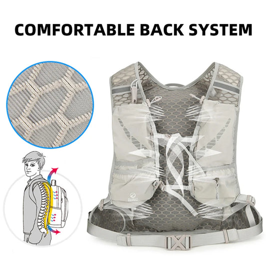 Running vest hydrating backpack with reflective strips and multi-compartment nylon - product image