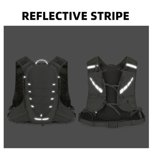 Running vest hydrating backpack with reflective strips and multi-compartment nylon - product image