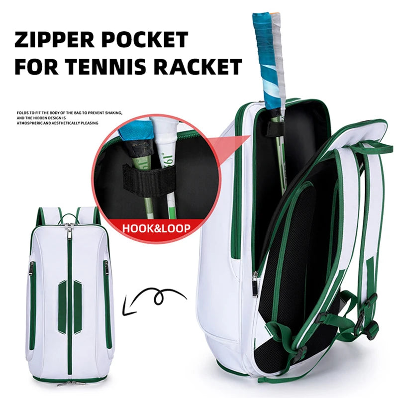 Silicone badminton tennis racket backpack with separate shoe compartment - product image