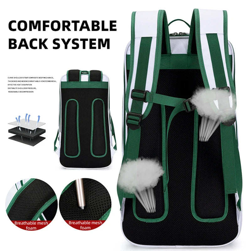 Silicone badminton tennis racket backpack with separate shoe compartment - product image