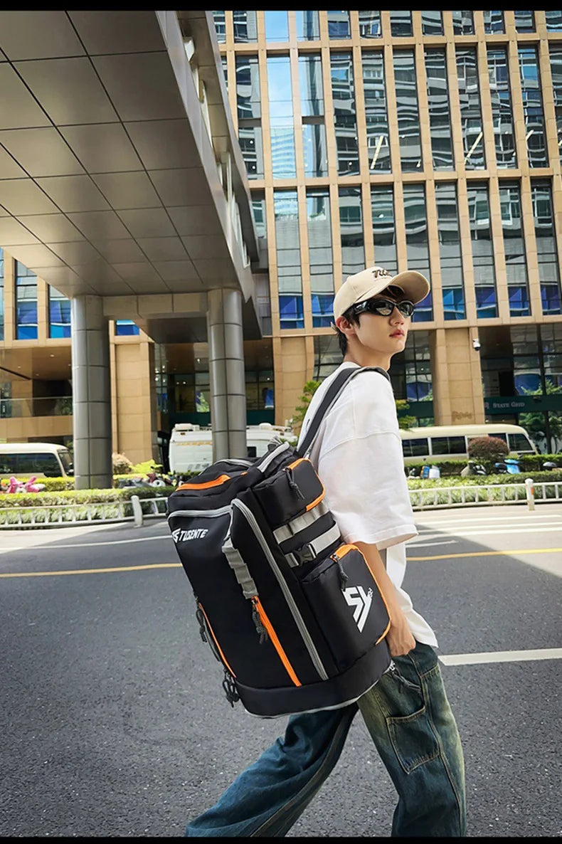 Softback large capacity outdoor laptop backpack with shoe compartment, nylon - product image