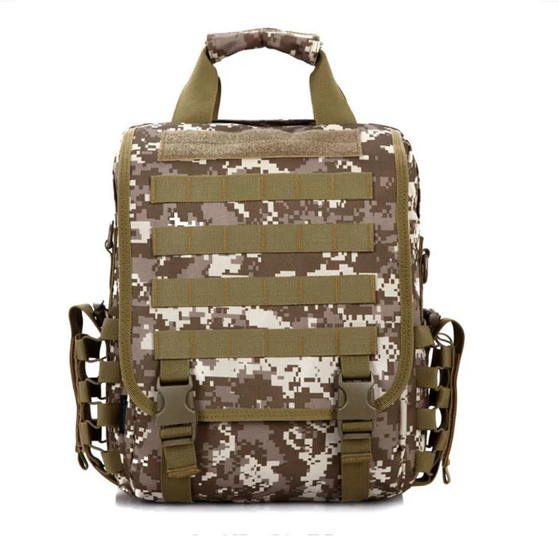 Softback tactical camo laptop shoulder bag with molle system, nylon material - product image