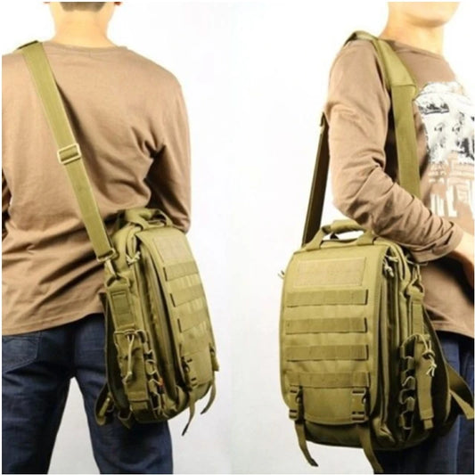 Softback tactical camo laptop shoulder bag with molle system, nylon material - product image