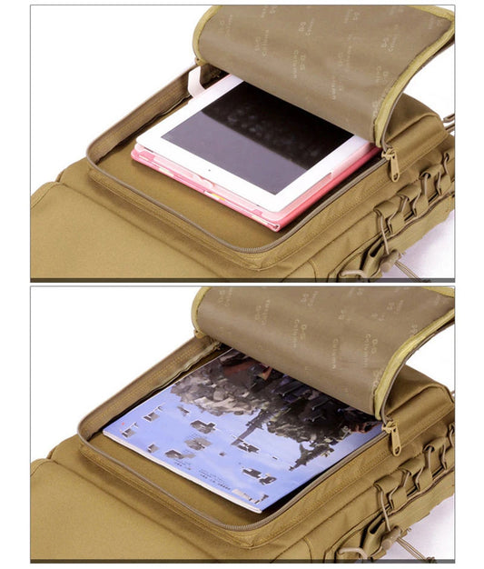 Softback tactical camo laptop shoulder bag with molle system, nylon material - product image