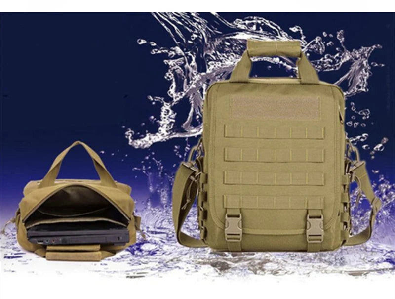 Softback tactical camo laptop shoulder bag with molle system, nylon material - product image