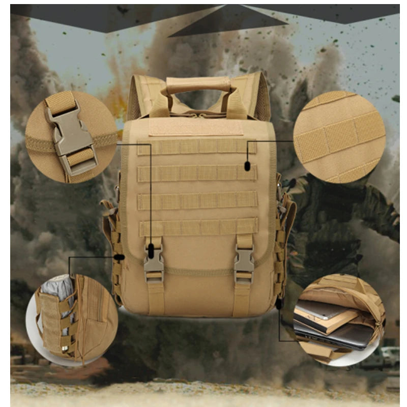 Softback tactical camo laptop shoulder bag with molle system, nylon material - product image