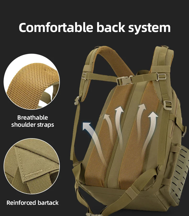 Softback tactical camouflage travel molle backpack with nylon material - product image