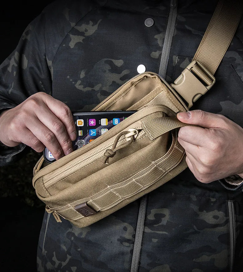 Softback tactical mobile phone waist bag with detachable shoulder strap, nylon - product image