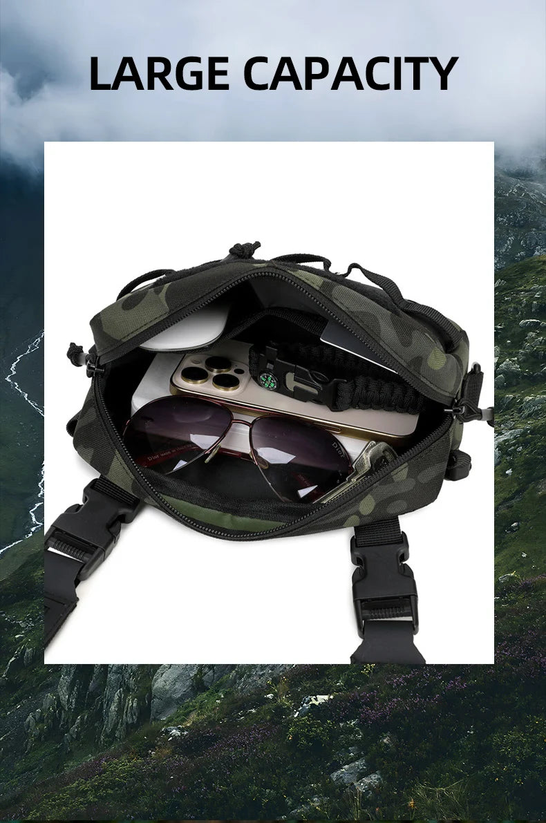 Softback tactical molle fishing lure backpack with multiple compartments, nylon - product image