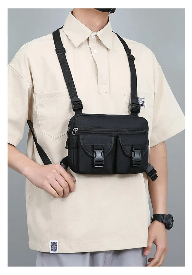 Softback tactical nylon vest bag with multi-compartment and molle system - product image