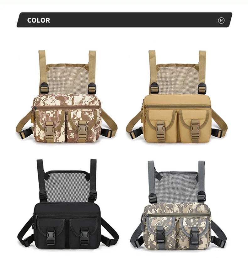 Softback tactical nylon vest bag with multi-compartment and molle system - product image