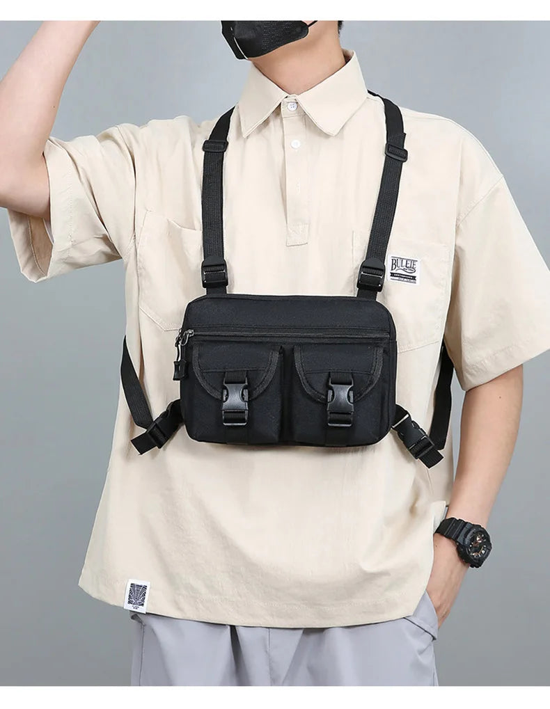 Softback tactical nylon vest bag with multi-compartment and molle system - product image