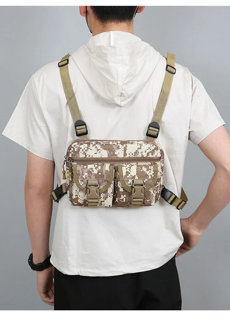 Softback tactical nylon vest bag with multi-compartment and molle system - product image