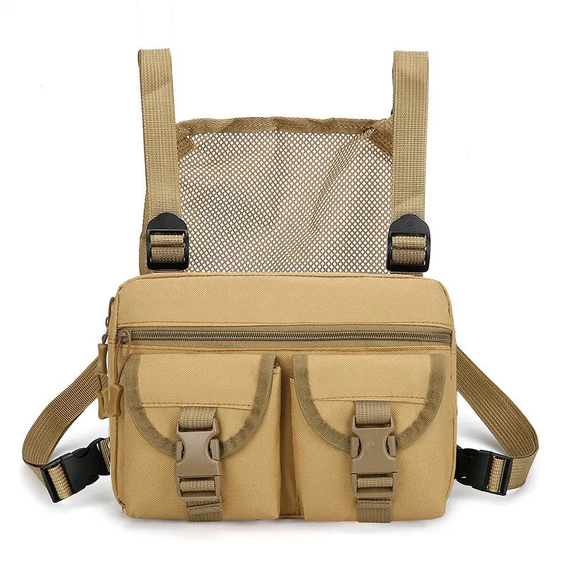 Softback tactical nylon vest bag with multi-compartment and molle system - product image