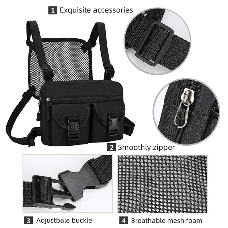 Softback tactical nylon vest bag with multi-compartment and molle system - product image