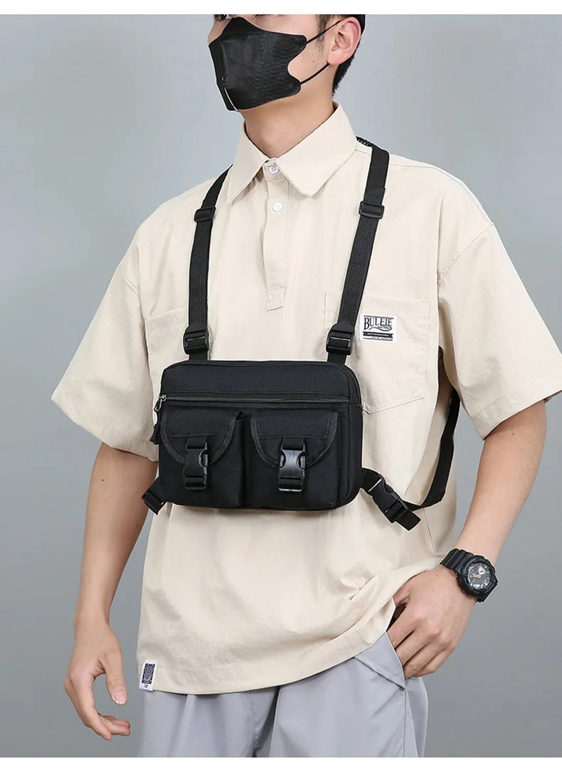 Softback tactical nylon vest bag with multi-compartment and molle system - product image