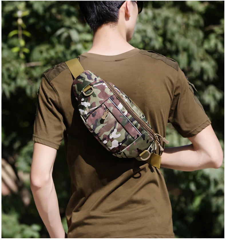 Softback tactical waist sling bag with zipper pouch, nylon material - product image