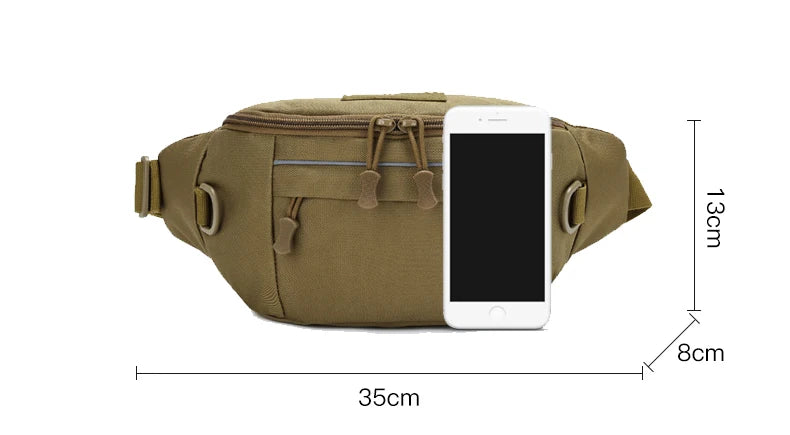Softback tactical waist sling bag with zipper pouch, nylon material - product image