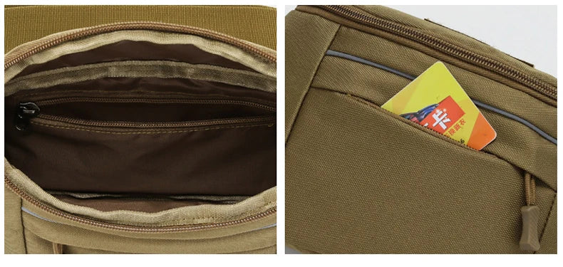 Softback tactical waist sling bag with zipper pouch, nylon material - product image