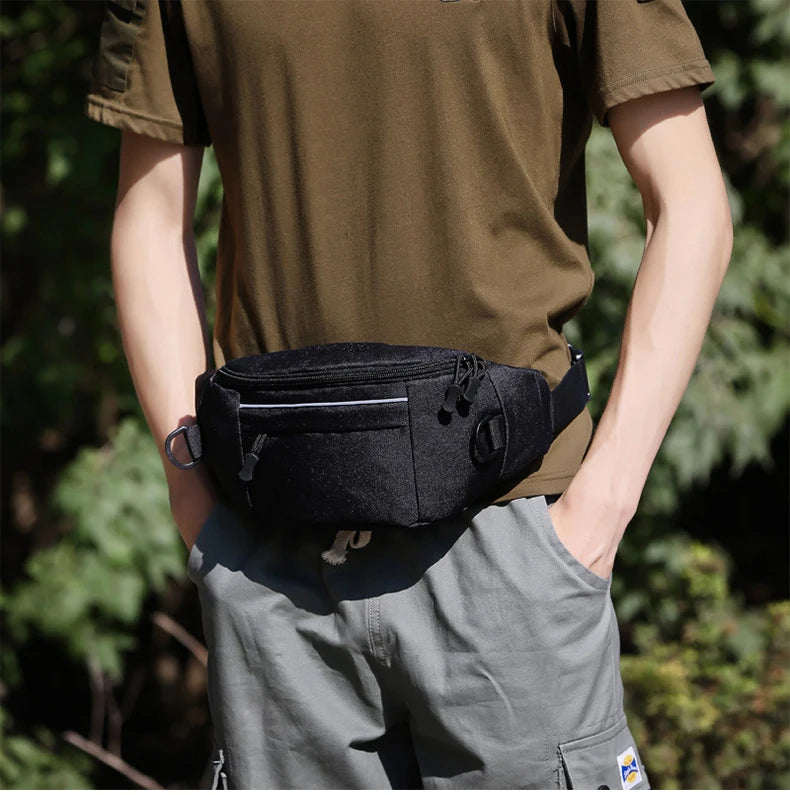 Softback tactical waist sling bag with zipper pouch, nylon material - product image