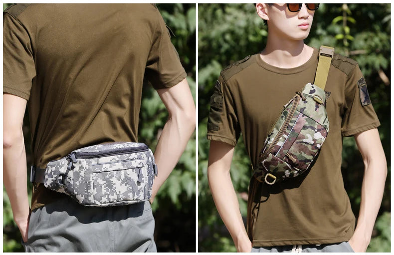Softback tactical waist sling bag with zipper pouch, nylon material - product image