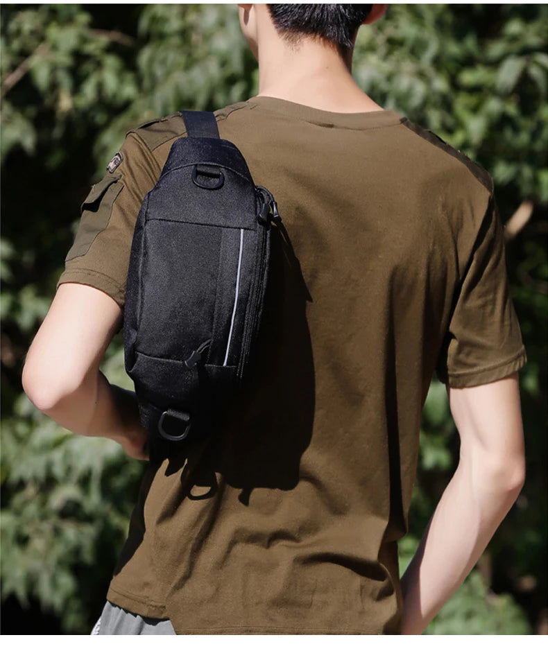 Softback tactical waist sling bag with zipper pouch, nylon material - product image