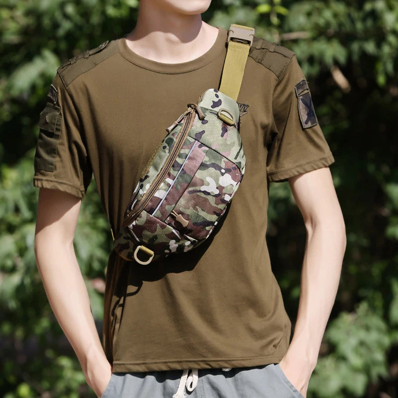 Softback tactical waist sling bag with zipper pouch, nylon material - product image