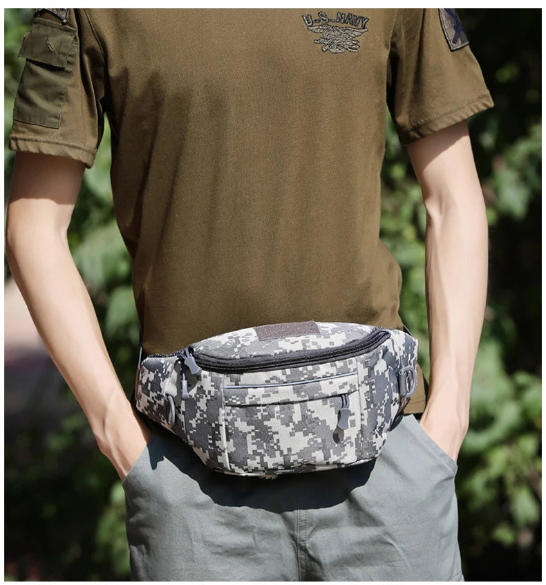 Softback tactical waist sling bag with zipper pouch, nylon material - product image