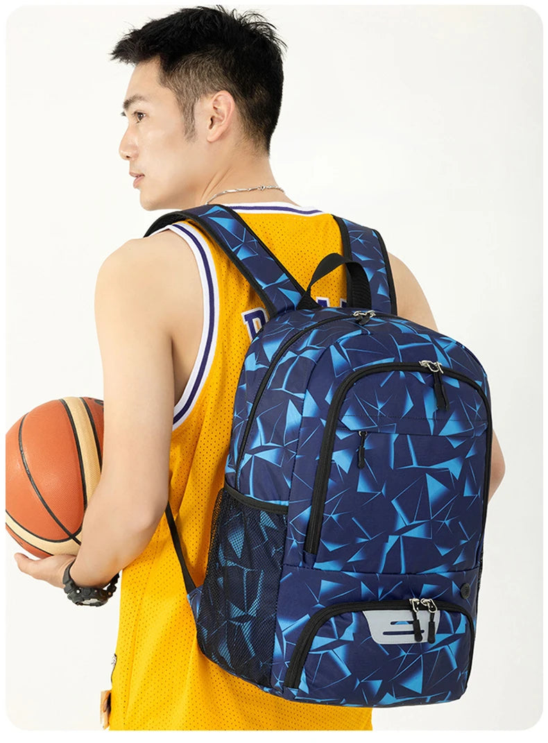 Sports backpack with shoes compartment multi-pocket water-resistant oxford fabric - product image