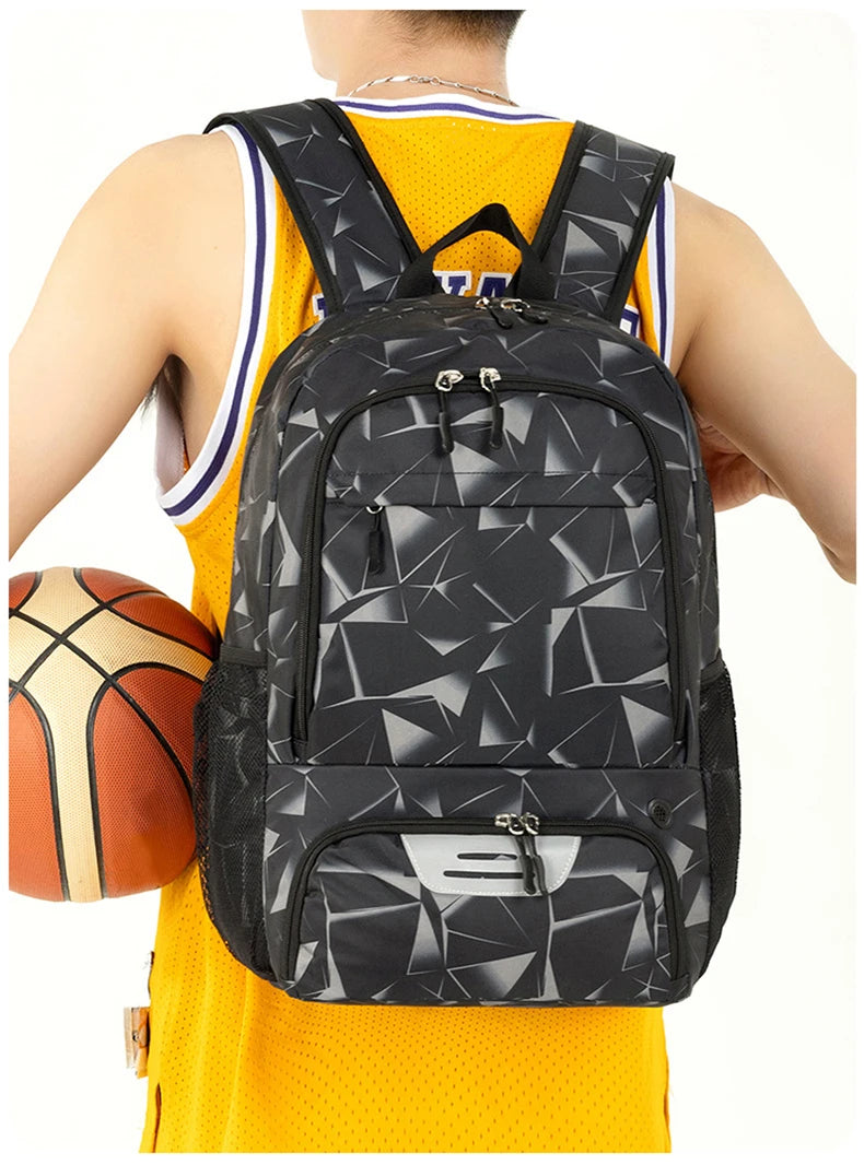 Sports backpack with shoes compartment multi-pocket water-resistant oxford fabric - product image